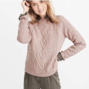 Abercrombie & Fitch Airspun Cable Knit Sweater Pink Mock Neck
